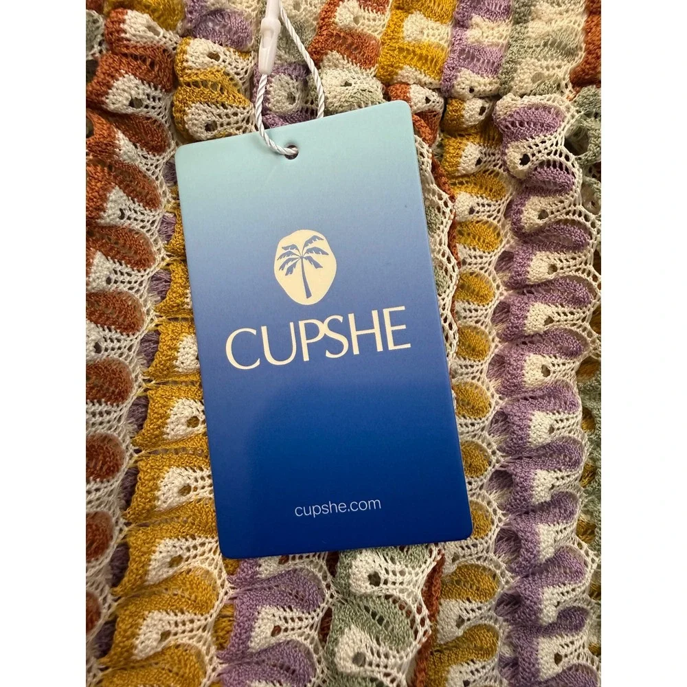 Cupshe L Crochet Knit Swim Cover Up Shorts Women's Multicolor Beach Boho NWT‎